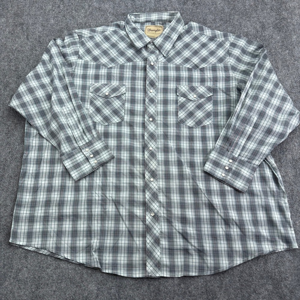 Wrangler‎ Shirt Mens 3XL Plaid Pearl Snap Western Yoke Long Sleeve Cowboy Rodeo